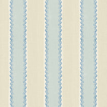 Printed linen fabric sample – a bold blocks of colour in this inviting stripe are softened with a painterly finish in blue, cream and white