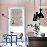 Multicoloured blind in a printed modern wavy fabric
