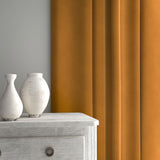 Velvet curtain in yellow