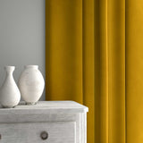 Velvet curtain in yellow