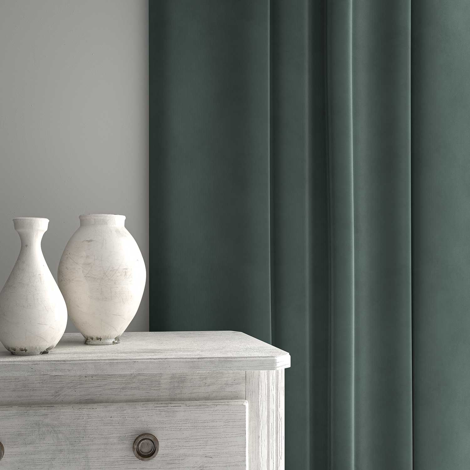 Velvet curtain in blue