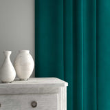 Velvet curtain in blue