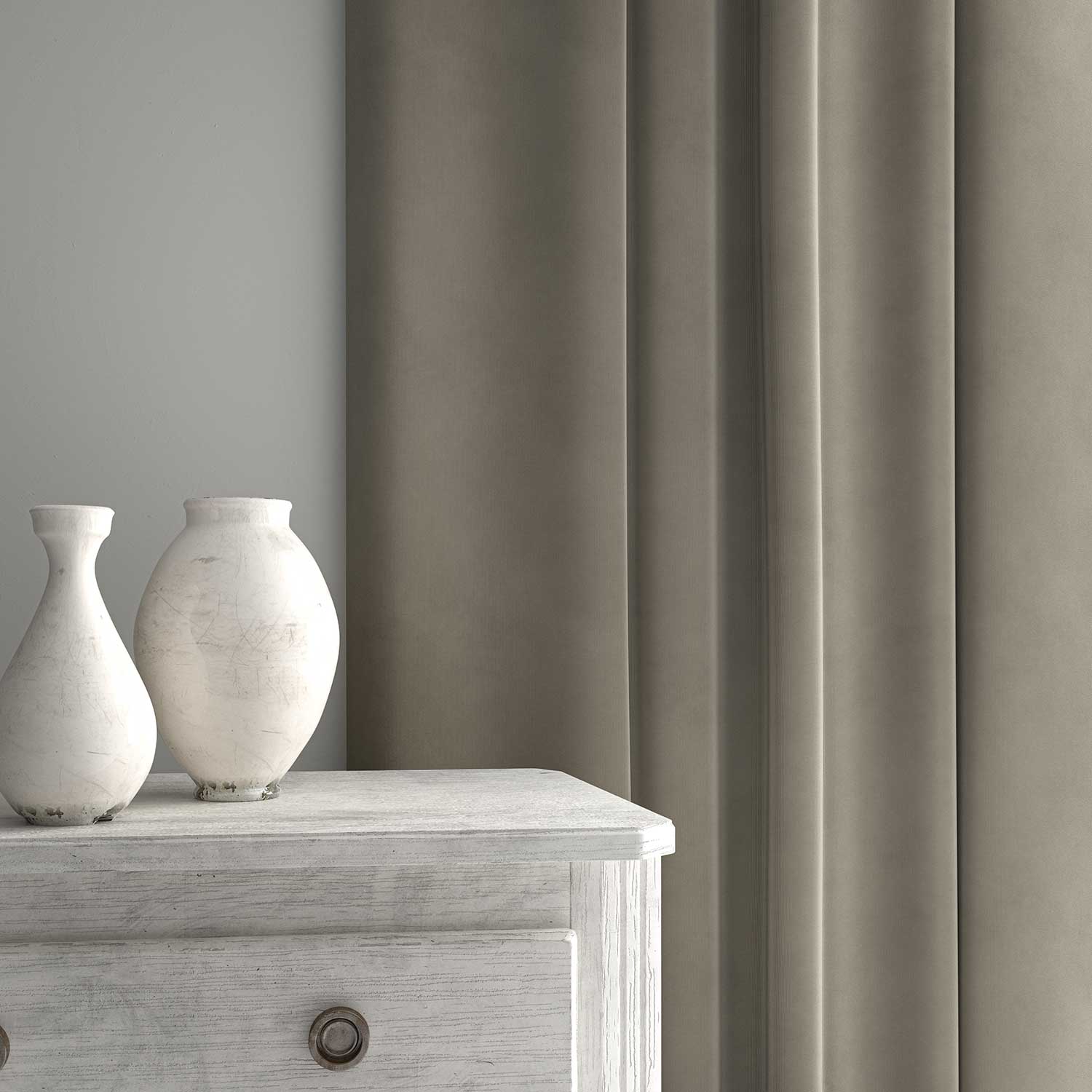 Velvet curtain in grey