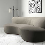 Sofa upholstered in a grey velvet upholstery fabric