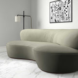 Sofa upholstered in a grey velvet upholstery fabric