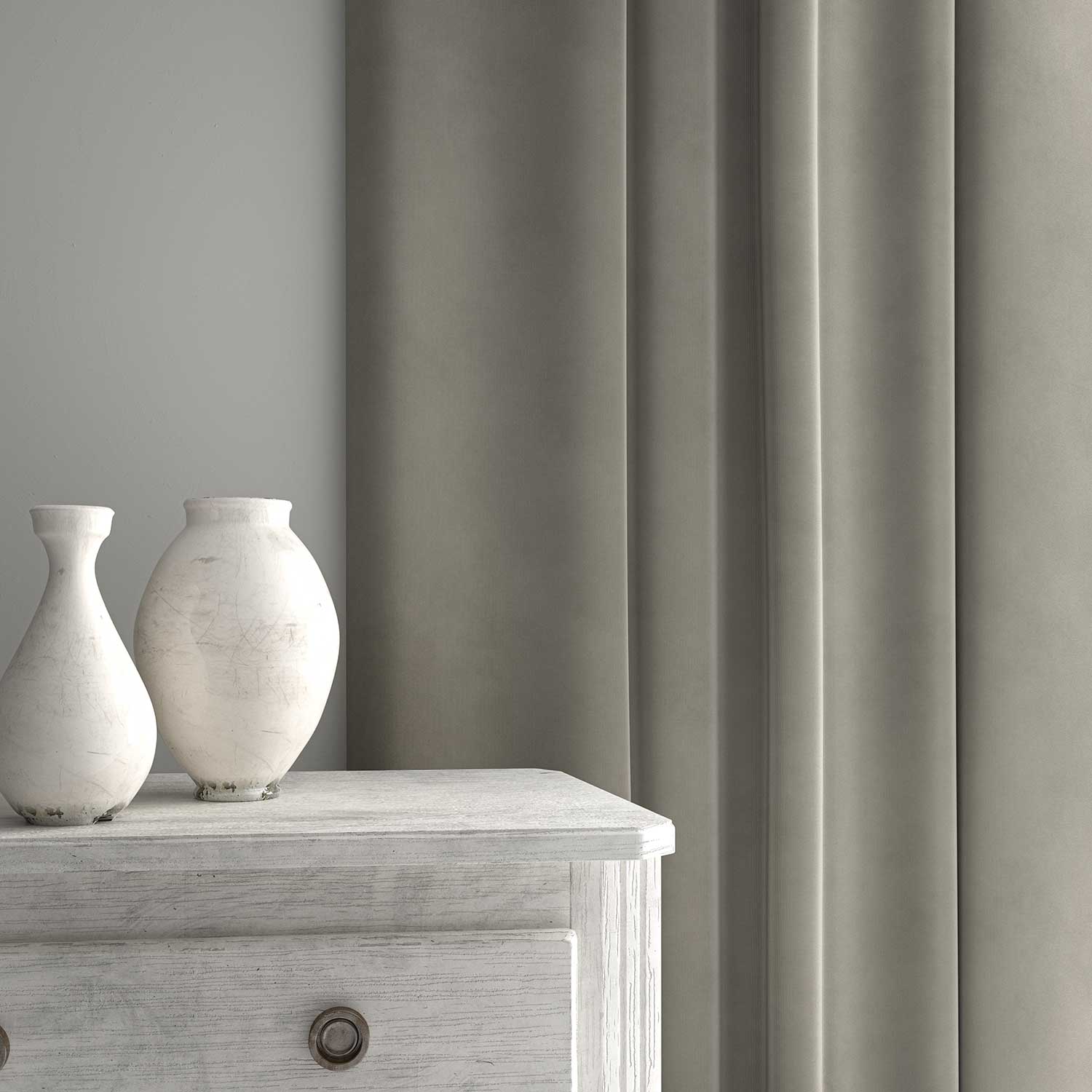 Velvet curtain in grey