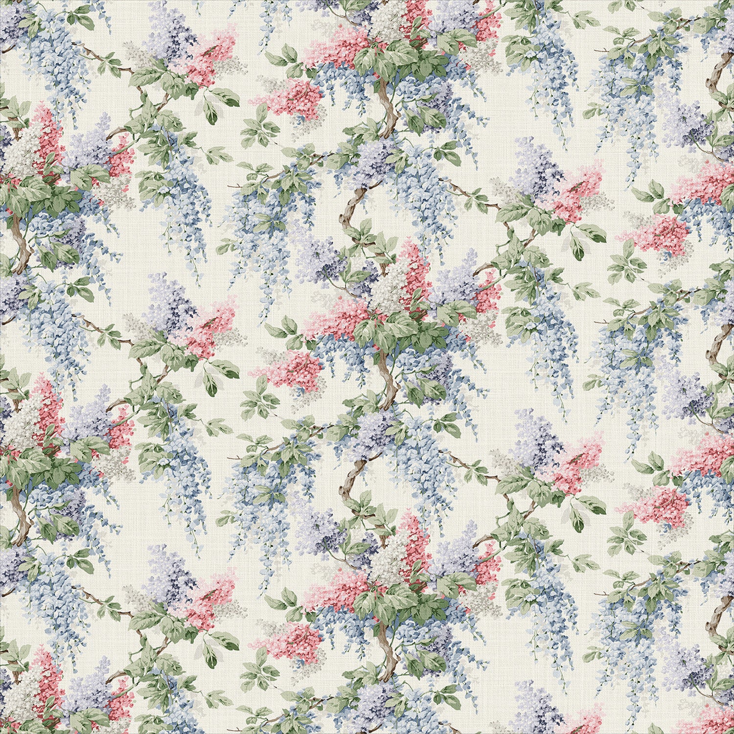 Printed Linen - Floral - Pink/Blue