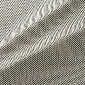 Fabric swatch of a stain resistant dark grey geometric weave fabric suitable for curtains and upholstery 