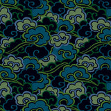 Inspired by a Japanese kimono, this designer wallpaper features an enchanting pattern of large abstract clouds.
