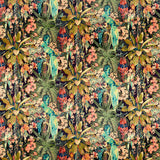Sample of a printed velvet showing a tropical design