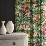 Velvet curtain with a tropical, exotic jungle scene