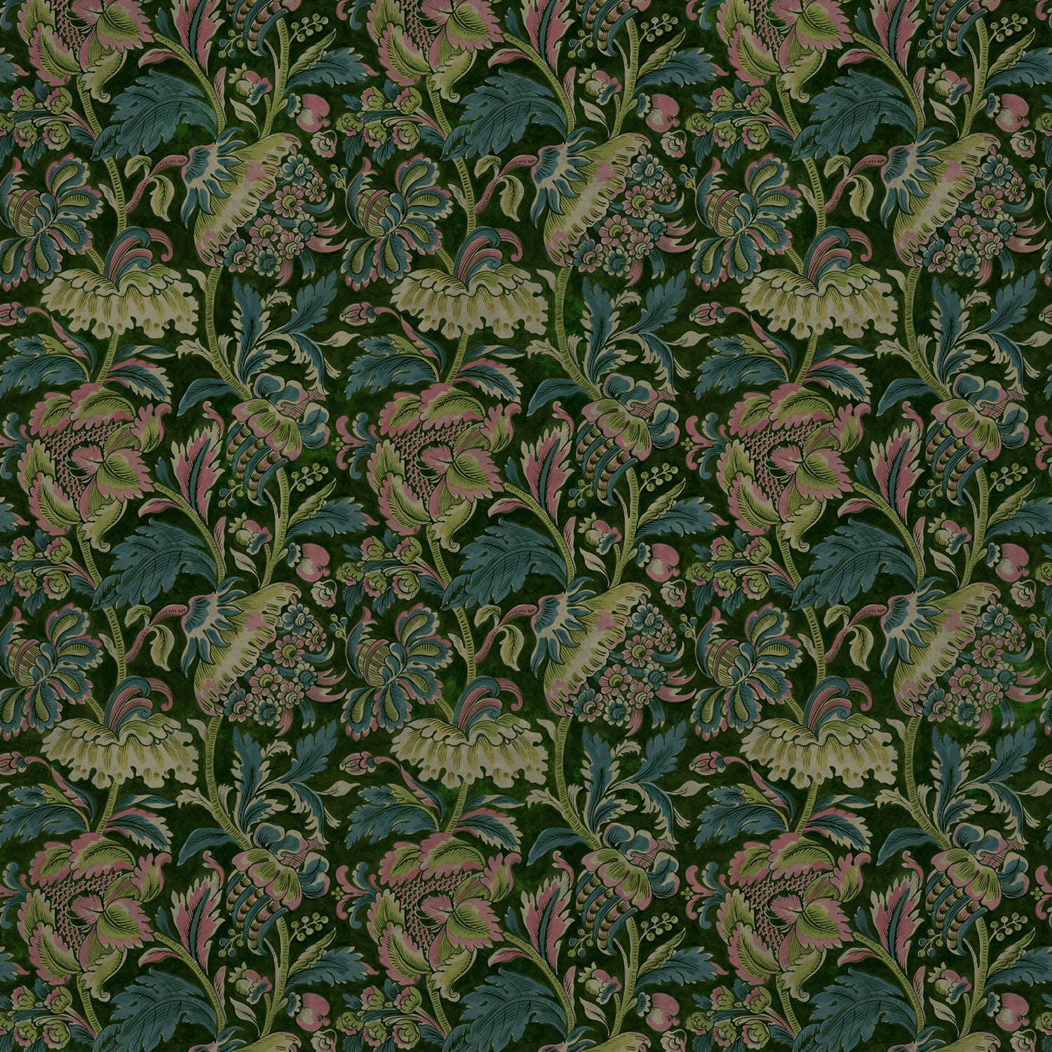 Tanglewood Emerald Velvet Upholstery Fabric Linwood
