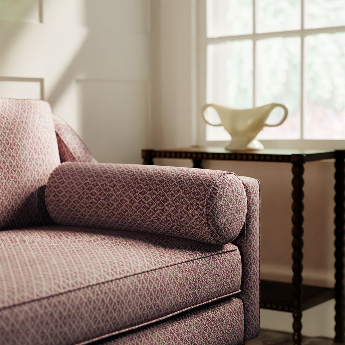 Ashfield - Wine | Printed Linen Fabric | Linwood