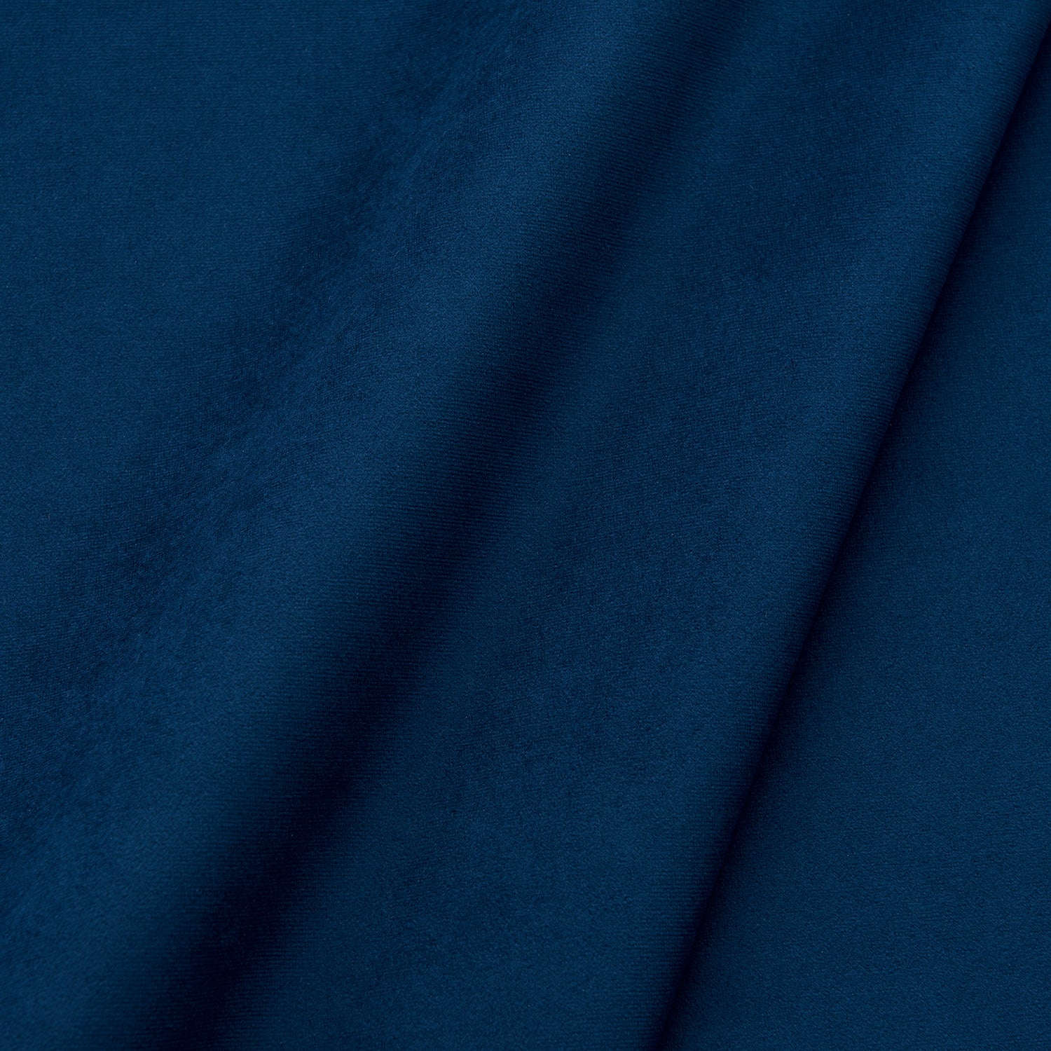 Fabric swatch of a plain stain resistant velvet upholstery fabric in a navy blue colour